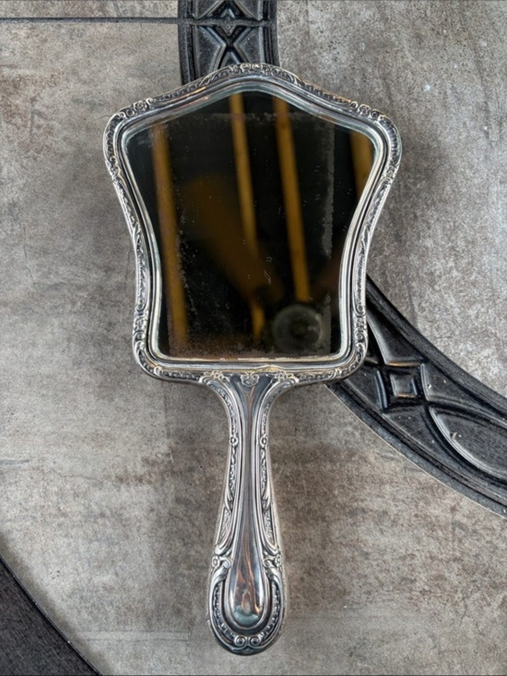Gorham Sterling #27 Antique Rose Scroll Hand Mirror